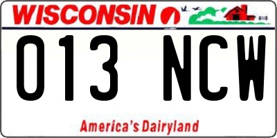 WI license plate 013NCW