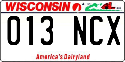 WI license plate 013NCX