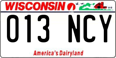 WI license plate 013NCY