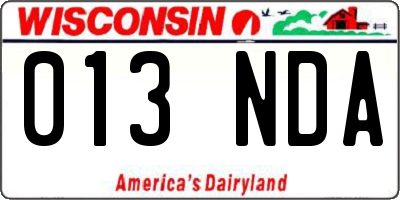 WI license plate 013NDA