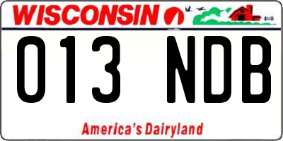 WI license plate 013NDB