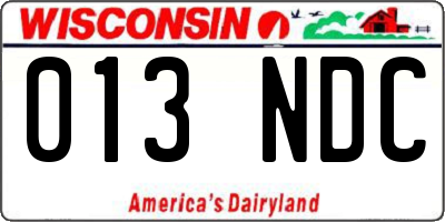 WI license plate 013NDC