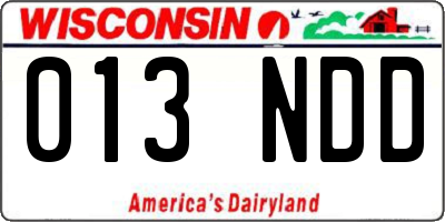 WI license plate 013NDD