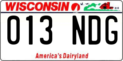 WI license plate 013NDG
