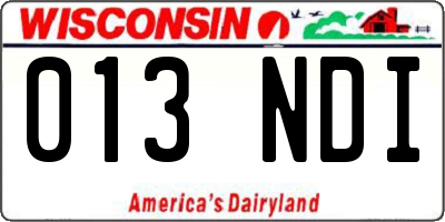 WI license plate 013NDI