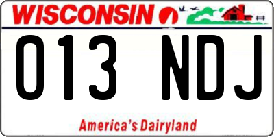 WI license plate 013NDJ