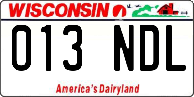 WI license plate 013NDL