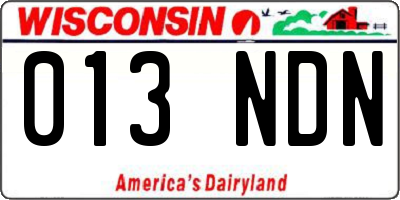 WI license plate 013NDN