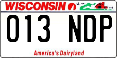 WI license plate 013NDP