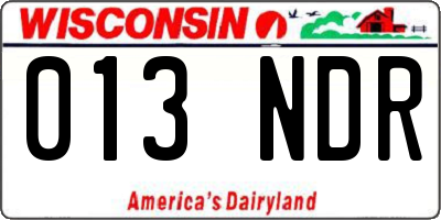 WI license plate 013NDR