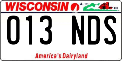 WI license plate 013NDS
