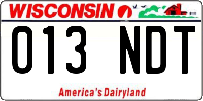 WI license plate 013NDT