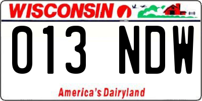 WI license plate 013NDW