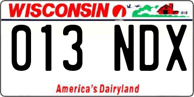WI license plate 013NDX