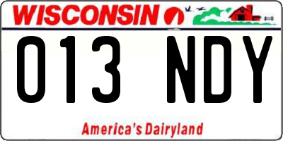 WI license plate 013NDY