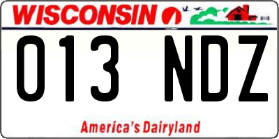 WI license plate 013NDZ