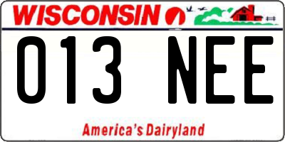 WI license plate 013NEE