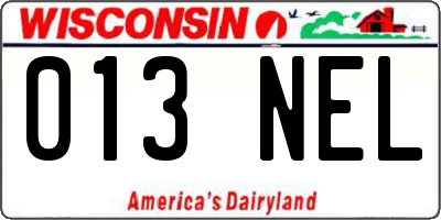 WI license plate 013NEL