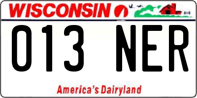WI license plate 013NER