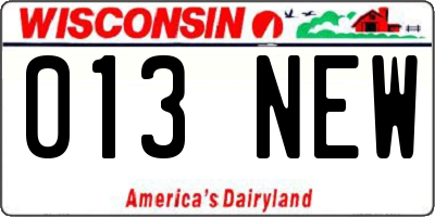 WI license plate 013NEW