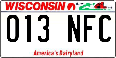 WI license plate 013NFC