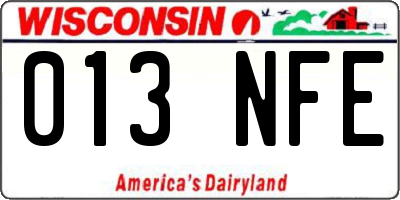 WI license plate 013NFE