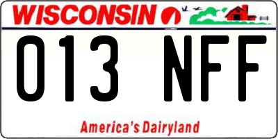 WI license plate 013NFF
