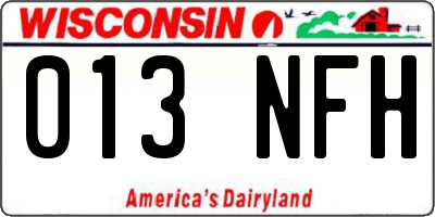 WI license plate 013NFH