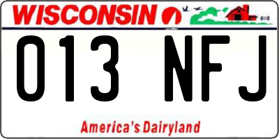 WI license plate 013NFJ