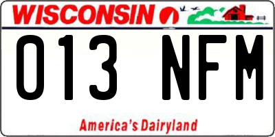 WI license plate 013NFM