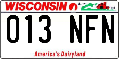 WI license plate 013NFN