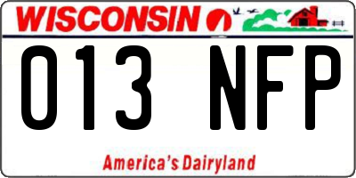 WI license plate 013NFP