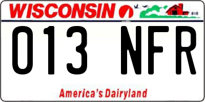 WI license plate 013NFR