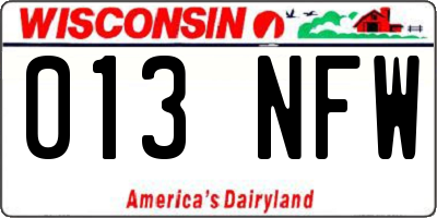 WI license plate 013NFW