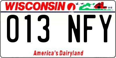 WI license plate 013NFY