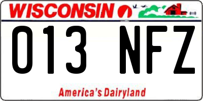 WI license plate 013NFZ