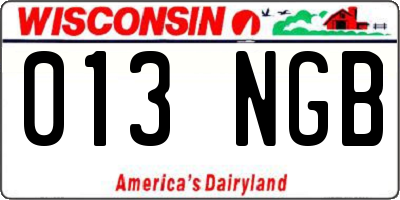 WI license plate 013NGB