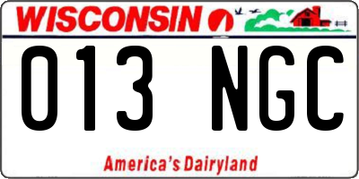 WI license plate 013NGC