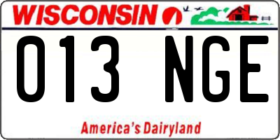 WI license plate 013NGE