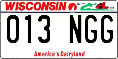 WI license plate 013NGG