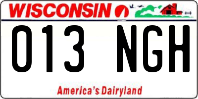 WI license plate 013NGH