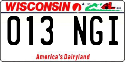 WI license plate 013NGI