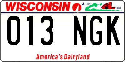 WI license plate 013NGK