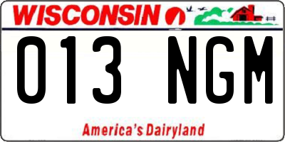 WI license plate 013NGM