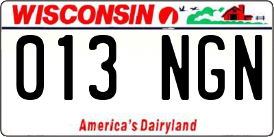 WI license plate 013NGN