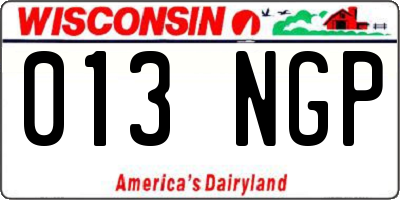 WI license plate 013NGP