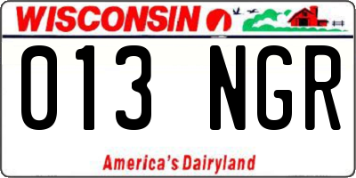 WI license plate 013NGR