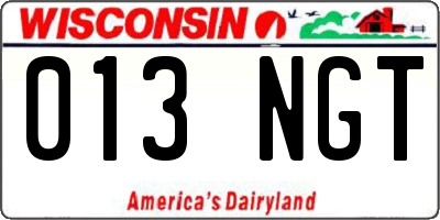 WI license plate 013NGT