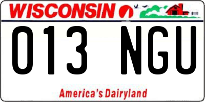 WI license plate 013NGU