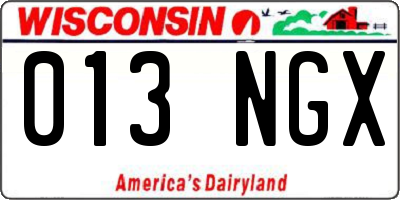 WI license plate 013NGX